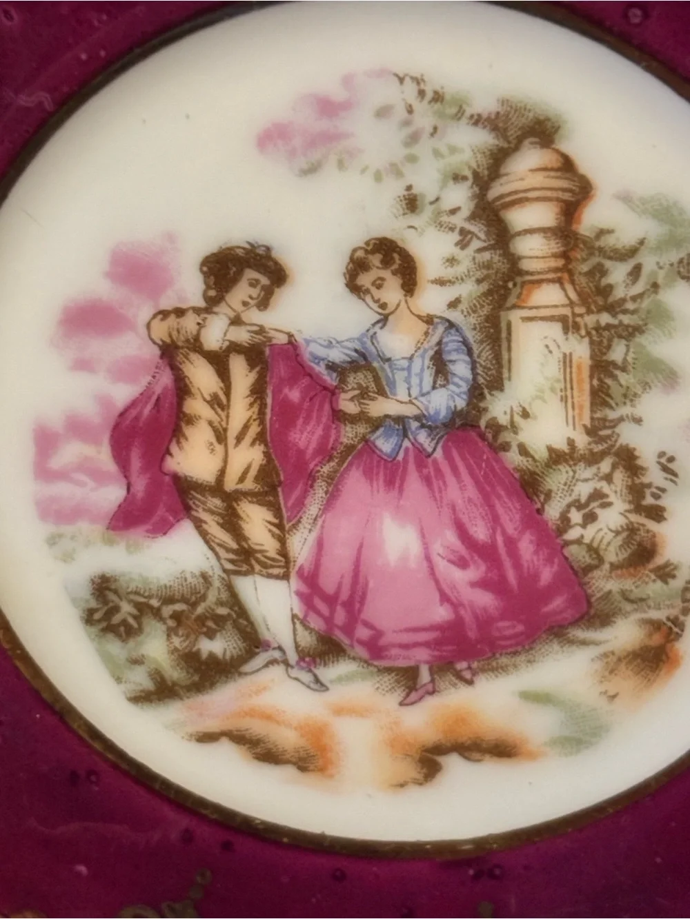 Vintage Ohashi China Burgundy & Gold Teacup & Saucer